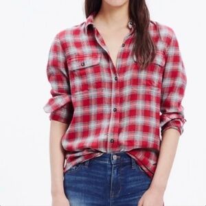 Madewell Red/Grey Plaid Shirt